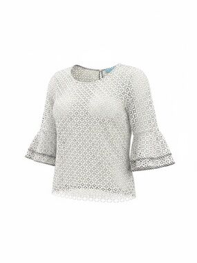 Draper James White Lace Bell-Sleeve Blouse